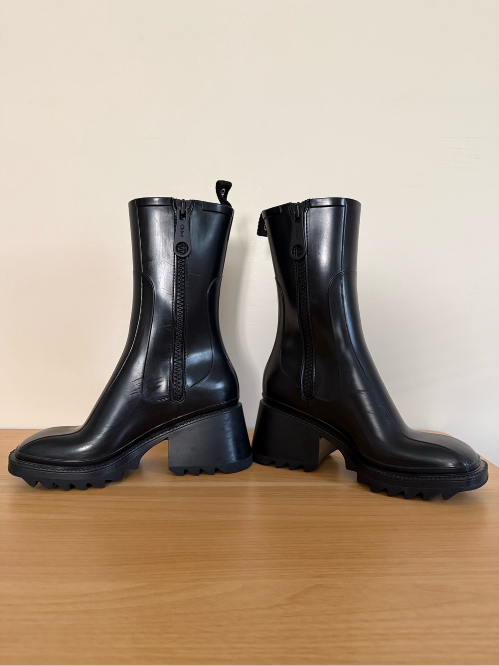 Chloé Betty-style rubber rain boots / lug heel boots - Picture 5 of 8